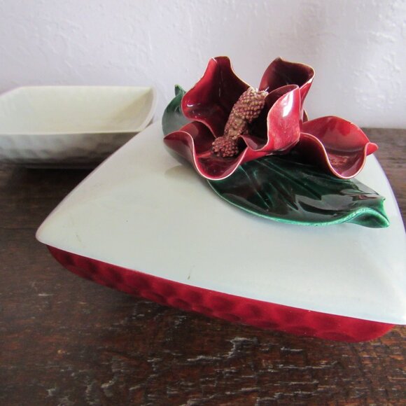 Set of 4 Floral Dishes with Interchangeable Lid Ceramical, USA - Picture 7 of 8